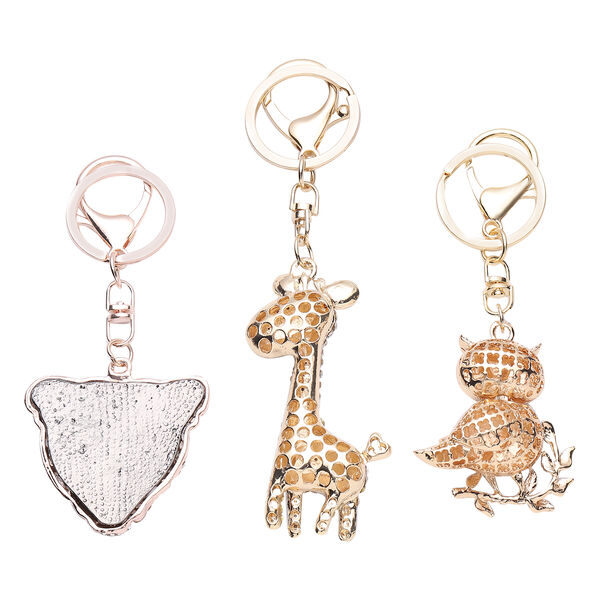 3er-Set- schwarze Kristall und orange Zirkonia-Schl&uuml;sselanh&auml;nger image number 3