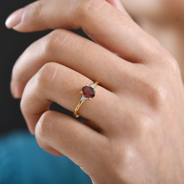 EVER TRUE Mosambik Granat, Wei&szlig;er Diamant Ring Nickelfreies Messing (Gr&ouml;&szlig;e 18.00) ca. 0,92 ct image number 2