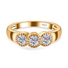 Moissanit Ring, 925 Silber Gelbgold Vermeil, (Größe 20.00) ca. 0.73 ct