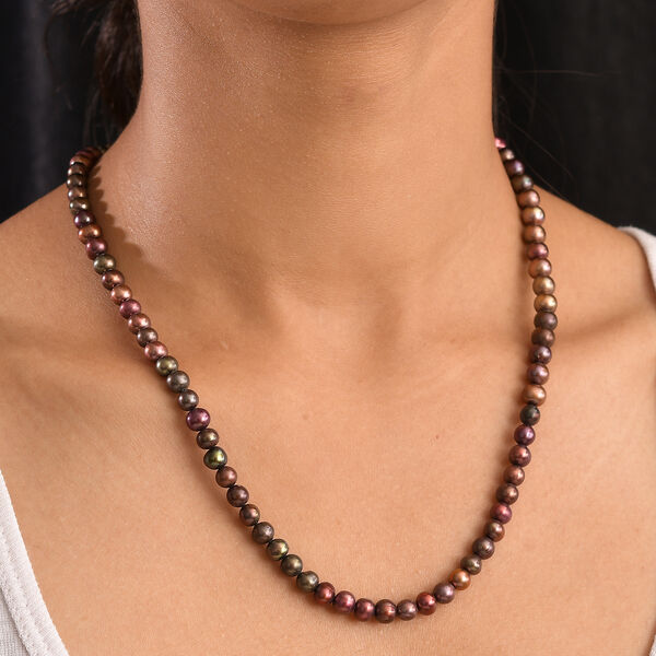 Bronze gef&auml;rbte S&uuml;&szlig;wasserperle Halskette, 70 cm image number 3