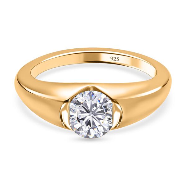 Moissanit Solit&auml;r Ring in Silber mit Gelbgold Vermeil - 0,76 ct. image number 2