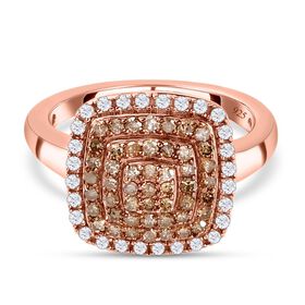 Natürlicher Champagner Diamant und weißer Diamant-Ring