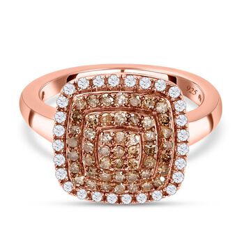 Nat&uuml;rlicher Champagner Diamant und wei&szlig;er Diamant-Ring