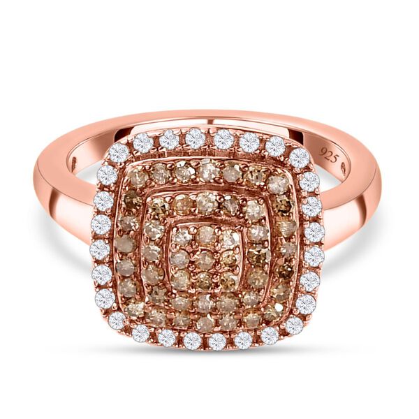 Nat&uuml;rlicher Champagner Diamant und wei&szlig;er Diamant-Ring