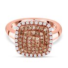 Natürlicher Champagner Diamant-Ring, 925 Silber Roségold Vermeil (Größe 21.00) ca. 0.75 ct