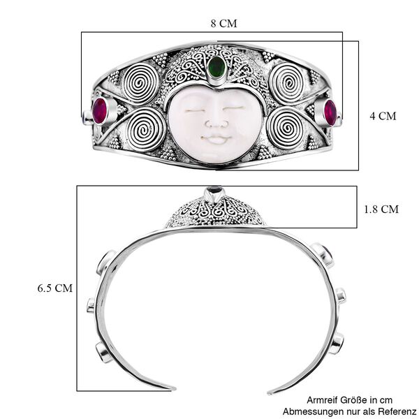 Afrikanischer Rubin (Fissure gef&uuml;llt), Nat&uuml;rlicher Chromdiopsid Armreif ca. 18 cm 925 Silber ca. 8,00 ct. image number 7