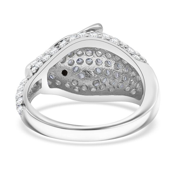 Lustro Stella Schwarzer Zirkonia, Weißer Zirkonia Panther Ring 925 Silber rhodiniert (Größe 17.00) image number 5