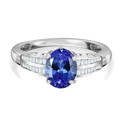 AAA Tansanit und Diamant-Ring, 585 Wei&szlig;gold (Gr&ouml;&szlig;e 17.00) ca. 1.82 ct