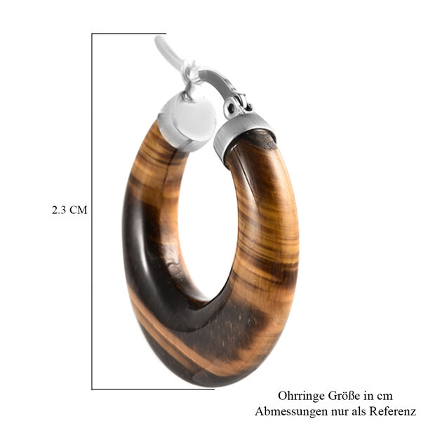 Gelbes Tigerauge Creolen in 316L Edelstahl (10-15 Werktage Lieferzeit) ca. 27,50 ct image number 5