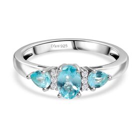 D’joy AA Betroka Blauer Apatit Ring 925 Silber rhodiniert (Größe 20.00) ca. 0,92 ct