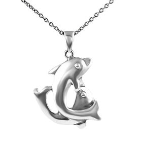 Delfin-Anhänger mit 45cm Kette in 925 Silber