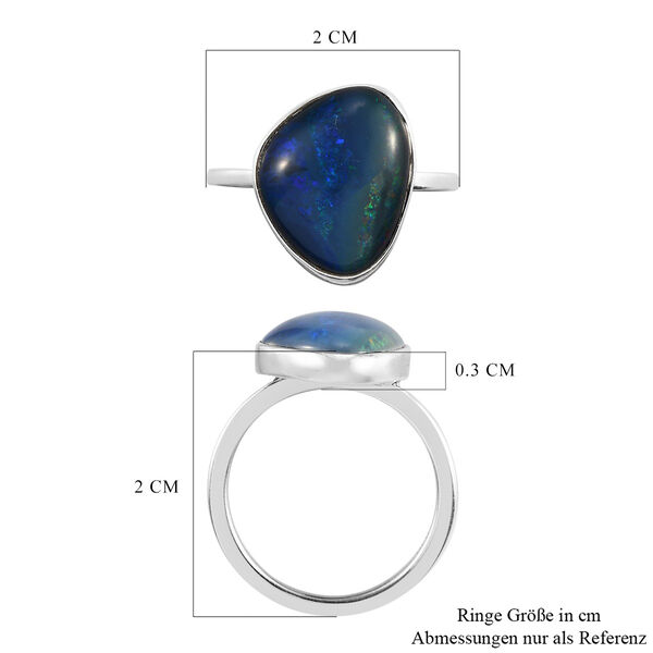 Boulder Opal Triplett Ring 925 Silber Platin-Überzug image number 6