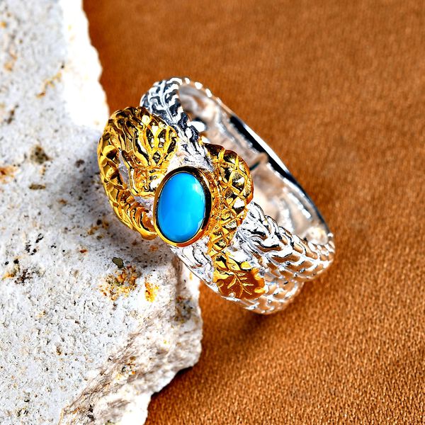 Royal Bali Kollektion- Amerikanischer nat&uuml;rlicher Sleeping Beauty T&uuml;rkis Drachen Ring - 0,83 ct. image number 1