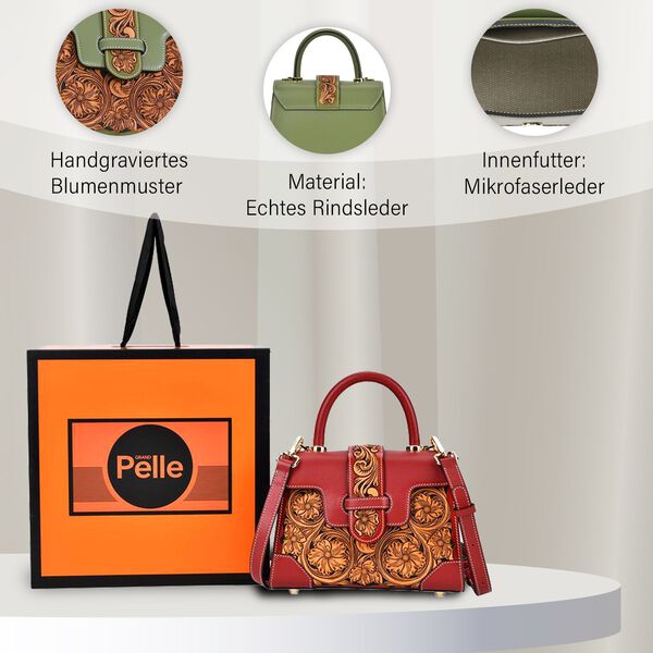 Grand Pelle  - Echtleder Handtasche, hellgr&uuml;n image number 3