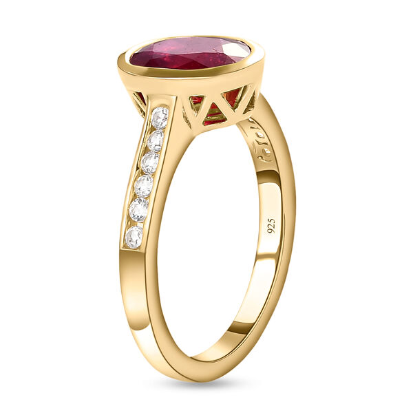 Afrikanischer Rubin und weißer Zirkon-Ring, 925 Silber vergoldet  ca. 2,94 ct image number 5