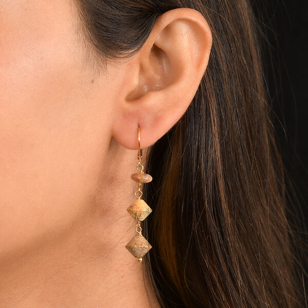 EVER TRUE Bild Jasper, Unakite Ohrringe 316L Edelstahl 750 Vergoldet ca. 18.00 ct image number 2