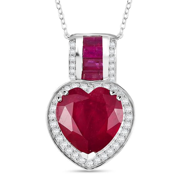 D'Joy AA Afrikanischer Rubin und Moissanit Anh&auml;nger mit 50cm Kette - 10,06 ct.