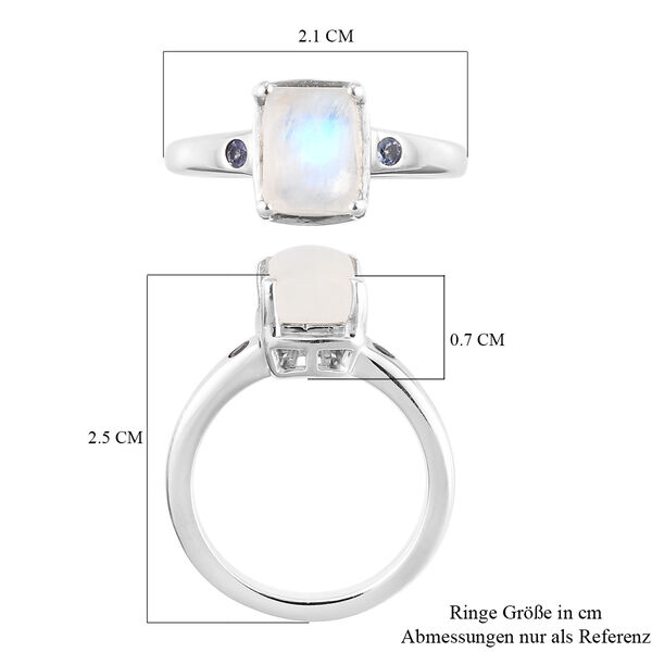 Regenbogen Mondstein und Tansanit Ring 925 Silber platiniert  ca. 2,15 ct image number 7