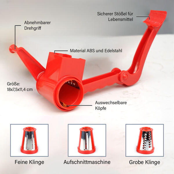 Mini Obst- und Gem&uuml;seschneider mit 3 Klingen, Rot image number 4