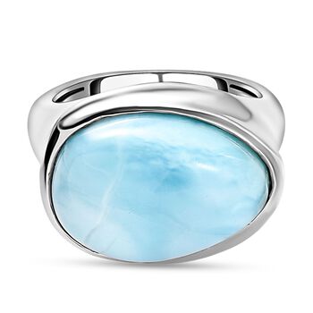Larimar Ring, 925 Silber platiniert (Gr&ouml;&szlig;e 20.00) ca. 10.74 ct