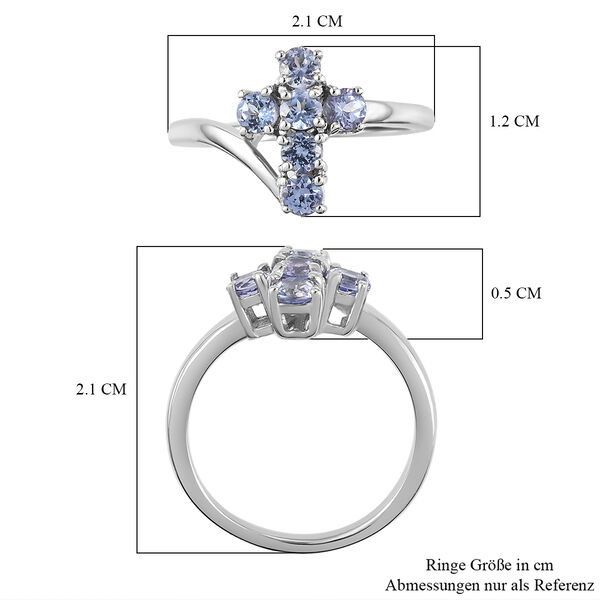 Tansanit Kreuz-Ring, 925 Silber platiniert  ca. 0,77 ct image number 7