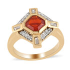 Mexikanischer Kirschfeuer-Opal und Zirkon Ring 925 Silber Gelbgold Vermeil  ca. 1,07 ct image number 3
