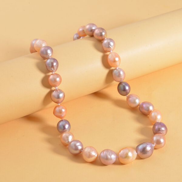 Mehrfarbige Edison Perle Halskette, (11-16mm), ca. 50 cm 585 Gold vergoldet image number 2