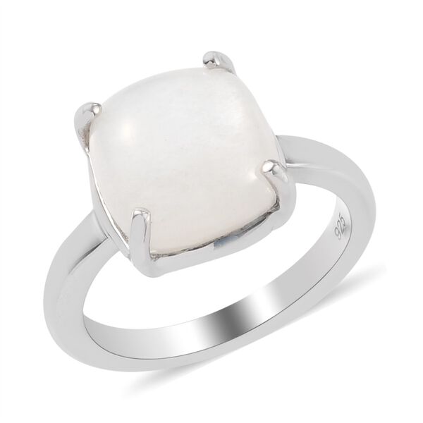 Wei&szlig;er Mondstein Solit&auml;r Ring 925 Silber Platin-&Uuml;berzug image number 5