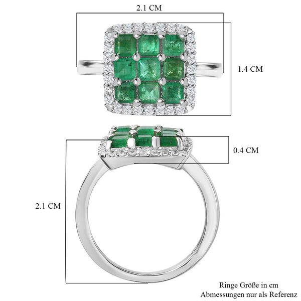 AAA Smaragd und Zirkon Ring - 1,70 ct. image number 7