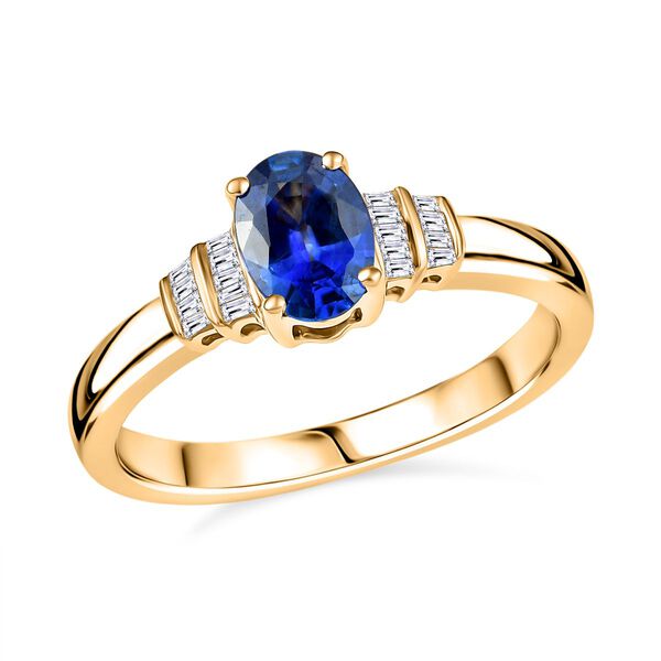 AAA ceylonfarbener Saphir und Diamant Ring in 585 Gold - 1 ct. image number 4