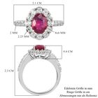 Fissure gefüllt Rubin und Zirkon Halo Ring 925 Silber Platin-Überzug image number 6
