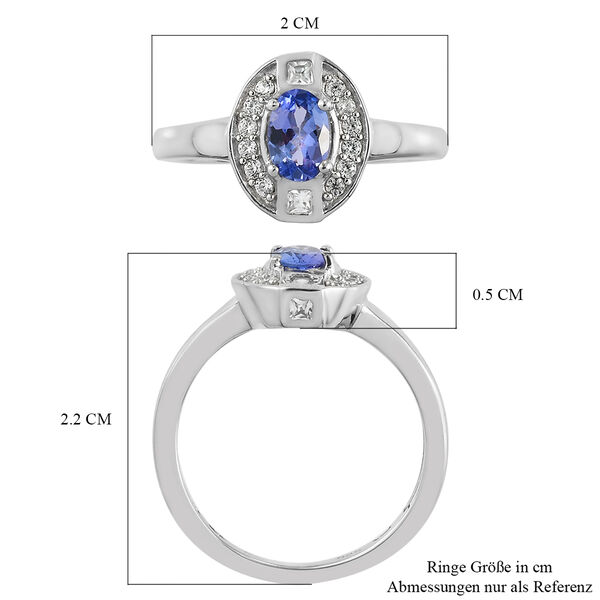 Tansanit und Zirkon Ring 925 Silber platiniert  ca. 0,70 ct image number 7