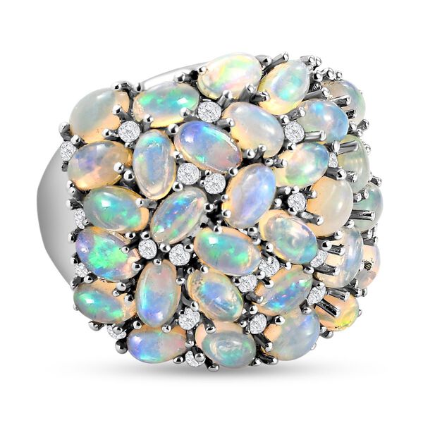 Nat&uuml;rlicher, &auml;thiopischer Welo Opal und wei&szlig;er Zirkon-Ring - 5,62 ct.