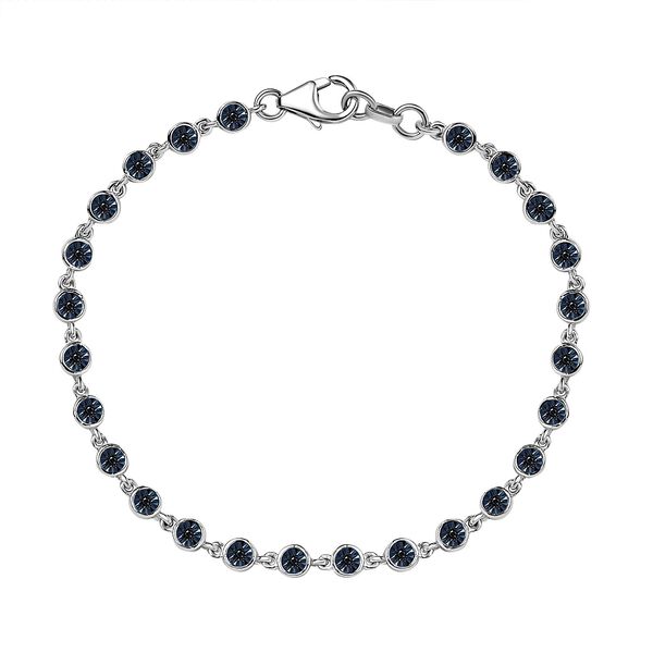 Blaues Diamant Armband, ca. 19 cm, 925 Silber platiniert ca. 0.15 ct image number 0