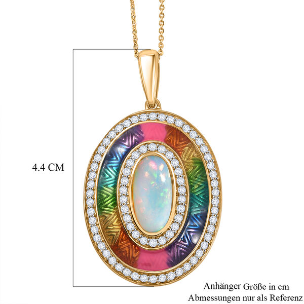 D'Joy AA nat&uuml;rlicher, &auml;thiopischer Welo Opal und Zirkon Ring und Anh&auml;nger mit 50cm Kette image number 7