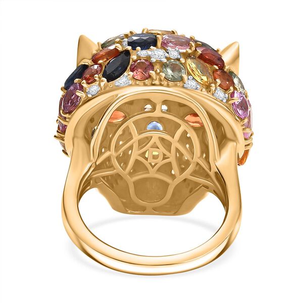 D'Joy Mehrfarbiger Saphir, Moissanit Ring 925 Silber 750 Gelbgold Vermeil (Gr&ouml;&szlig;e 20.00) ca. 9.92 ct image number 6