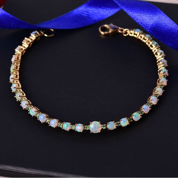D'Joy AA Natürlicher, äthiopischer Welo Opal Armband ca. 20 cm 925 Silber 750 Gelbgold Vermeil ca. 6.38 ct image number 1