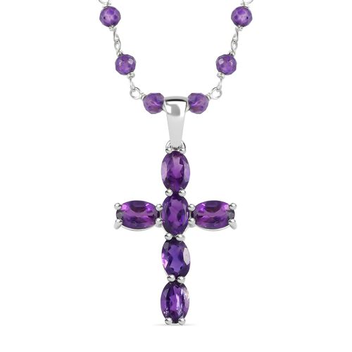 Afrikanische Amethyst-Kreuz-Halskette - 14,07 ct. image number 0