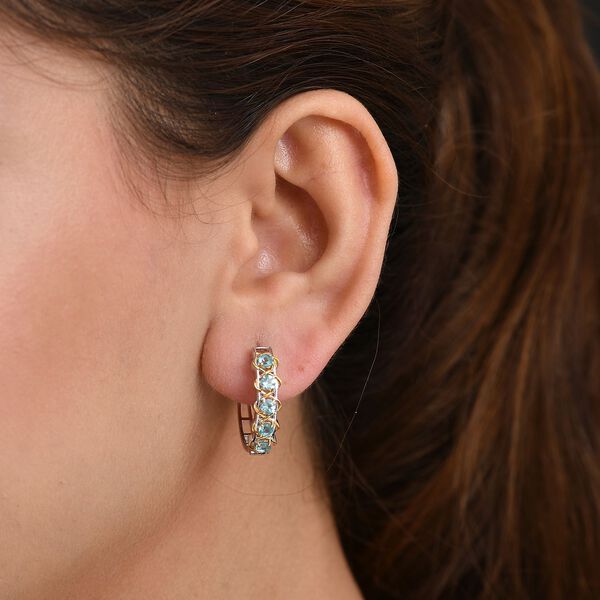 D&rsquo;Joy zweifarbige Paraiba Apatit Creolen - 1,28 ct. image number 2