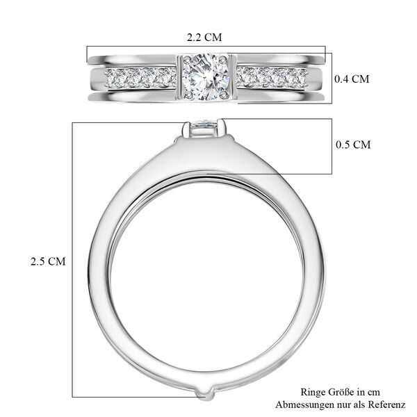 2er-Set Moissanit Ringe, 925 Silber rhodiniert - 0,48 ct. image number 7