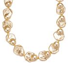 Goldene Farbe Muschelkernperle Halskette ca. 50 cm Reiner Edelstahl Standard