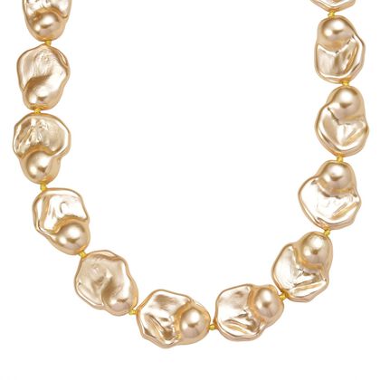 Goldene Farbe Muschelkernperle Halskette ca. 50 cm Reiner Edelstahl Standard