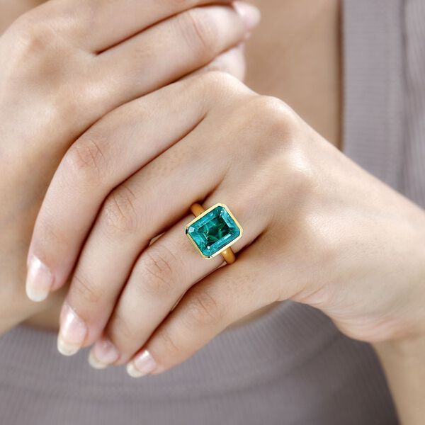 Smaragd Triplett Quarz Ring - 7,10 ct. image number 3