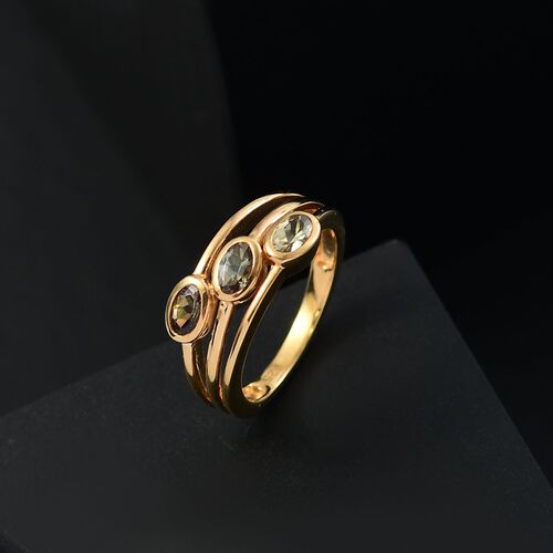 AA Natürlicher goldener Tansanit Ring 925 Silber 750 Gelb Vergoldet (Größe 17.00) ca. 0,69 ct image number 1