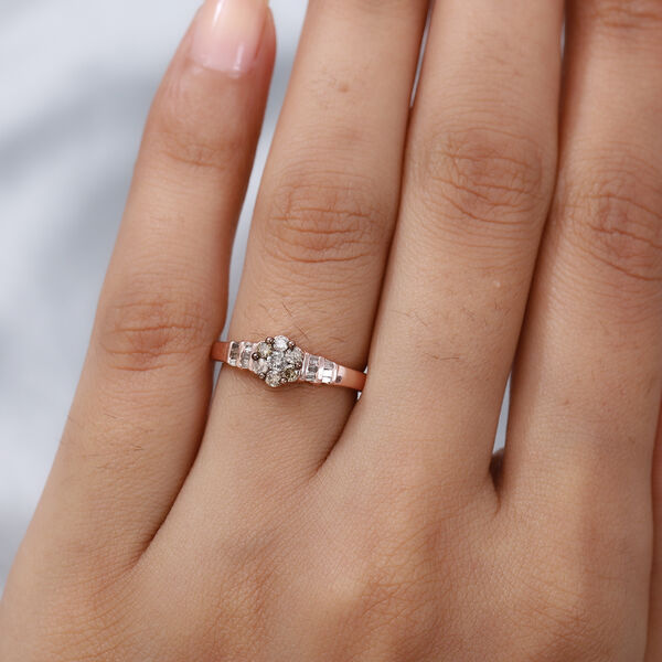 Nat&uuml;rlicher Champagner Diamant Ring 925 Silber Ros&eacute;gold Vermeil image number 3