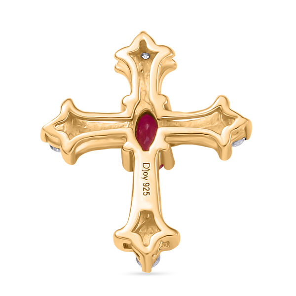 Burmesischer Rubin, Moissanit Anh&auml;nger 925 Silber vergoldet ca. 0,42 ct. image number 5