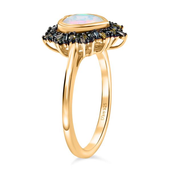 D'Joy Nat&uuml;rlicher, &auml;thiopischer Welo Opal und blauer Diamant Ring - 1,40 ct. image number 5