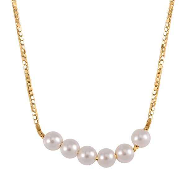 Wei&szlig;e Muschelkernperle Halskette, 40.5 cm - 3,72 ct,