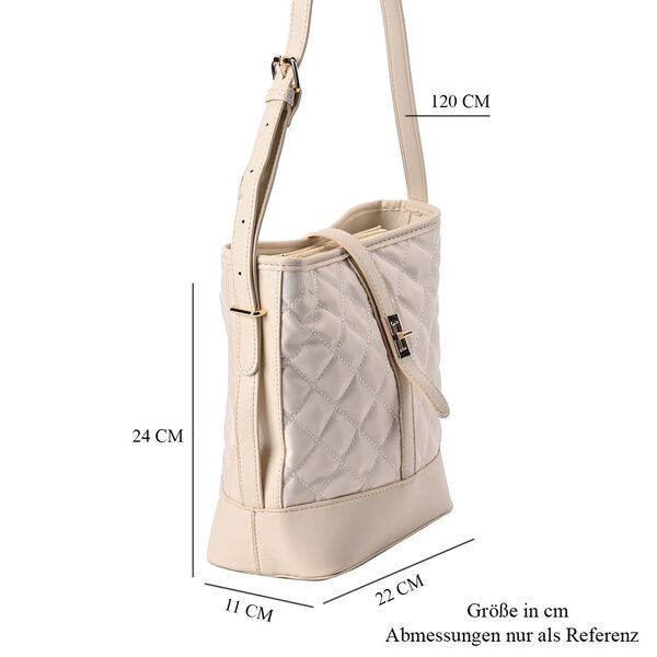 Gesteppte Umh&auml;ngetasche, Karomuster, beige image number 7