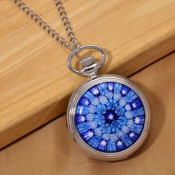 STRADA - Blaues Murano-Stil Glas Uhren 91.4 cm Eisen